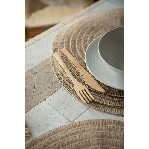 Placemats, Rond, Set van 4 Stuks, Geweven, Naturel - Creative Tops