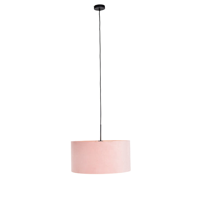 QAZQA Hanglamp met velours kap roze met goud 50 cm - Combi