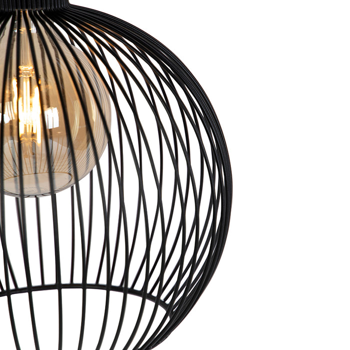 QAZQA Design ronde hanglamp zwart 30 cm - Dos