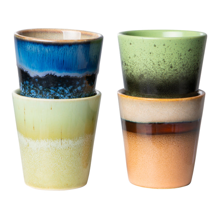 HKliving 70's Ceramics Ristrettokopje 0,1 L - Set van 4 - Calypso