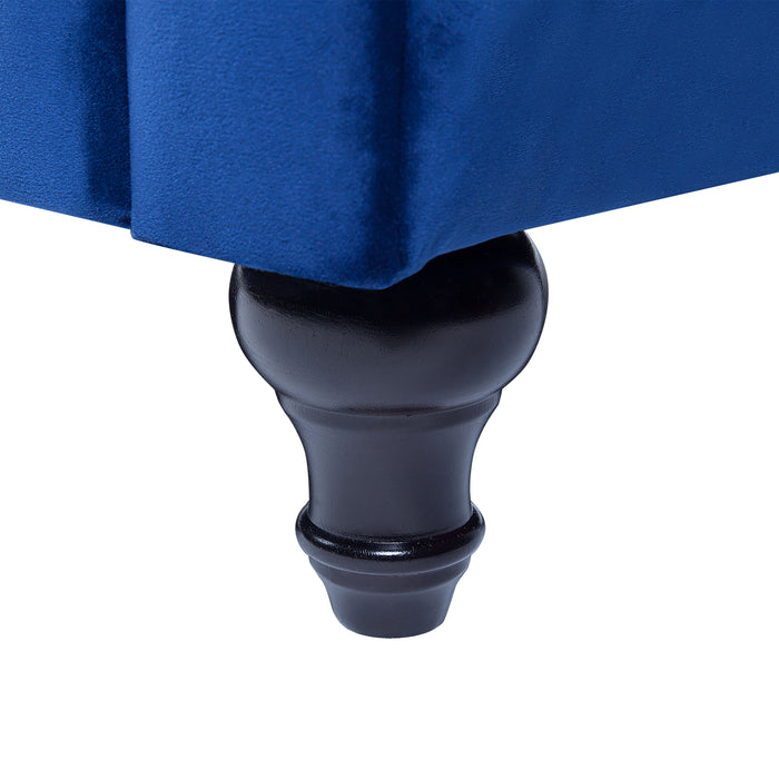 Beliani - CHESTERFIELD - Chesterfield bank - Marineblauw - Fluweel