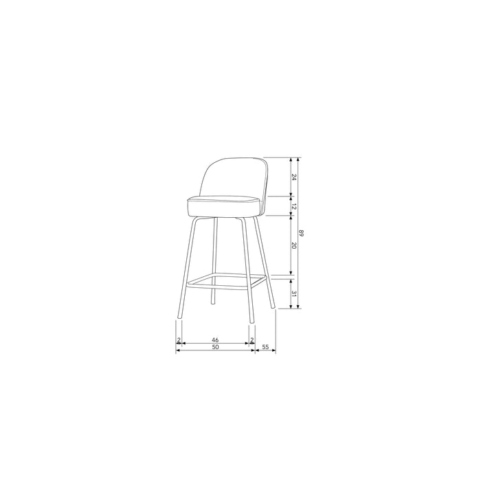 WOOOD Vogue Barkruk H 89 cm - Geweven Stof - Sand