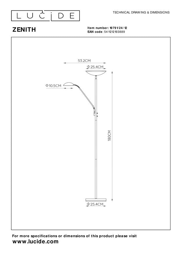 Lucide ZENITH Leeslamp - Mat chroom