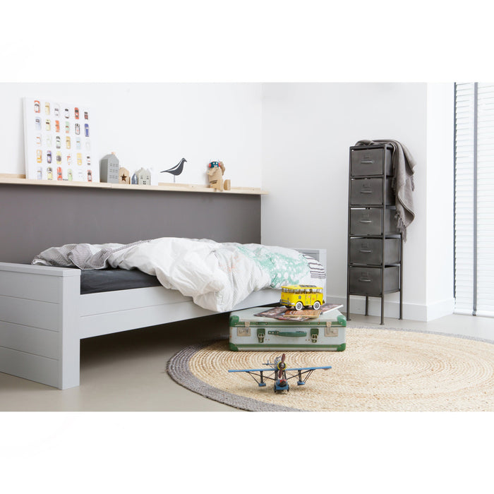 WOOOD Dennis Bed Incl. Lade|Lattenrol - Betongrijs - 53x219x95