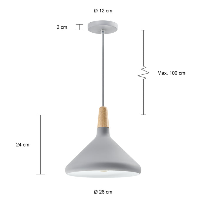 QUVIO Hanglamp rond grijs - QUV5133L-GREY