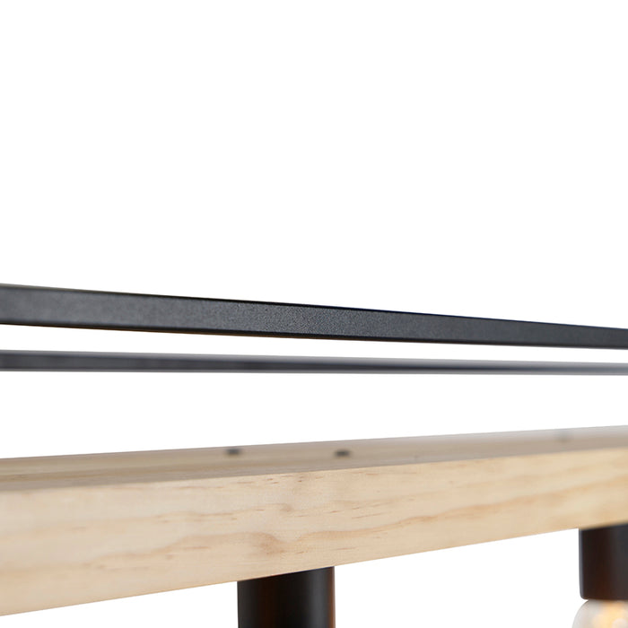 QAZQA Industriële hanglamp zwart met hout 4-lichts - Shelf