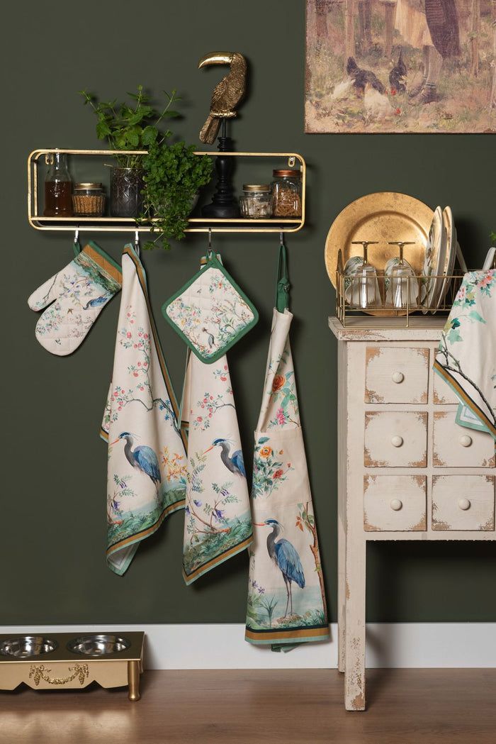 Clayre & Eef Tafelkleed Ø 170 cm Beige Groen Katoen Tropisch Motief