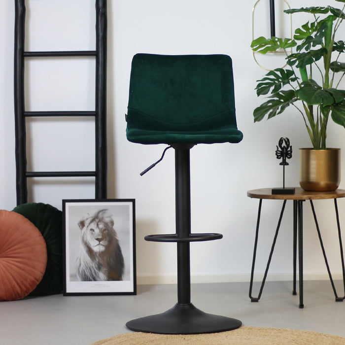 Bronx71 Velvet barkruk Frenkie groen 59-76 cm - Barkrukken set van 2