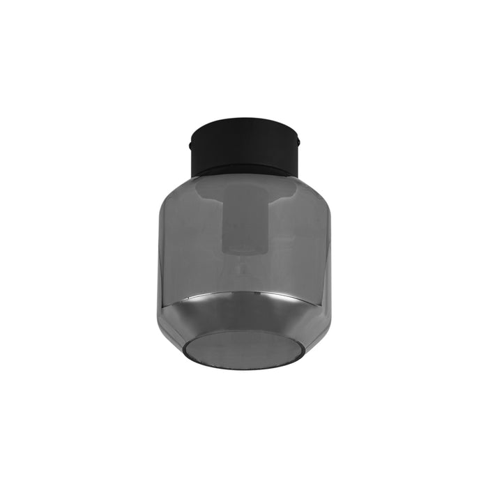 QAZQA Moderne plafondlamp zwart met smoke glas - Stiklo