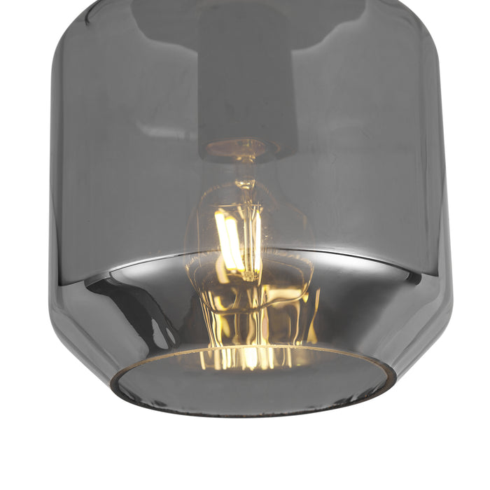 QAZQA Moderne plafondlamp zwart met smoke glas - Stiklo