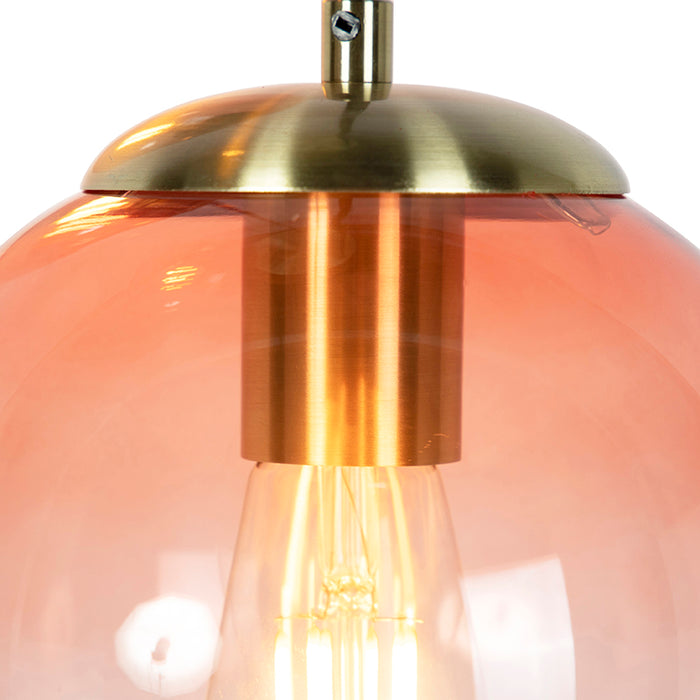 QAZQA Art deco hanglamp messing 45 cm 3-lichts roze - Pallon