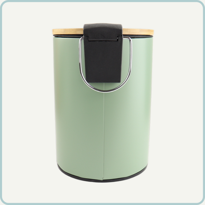 Nordix Pedaalemmer Prullenbak Groen 3 Liter Bamboe en metaal