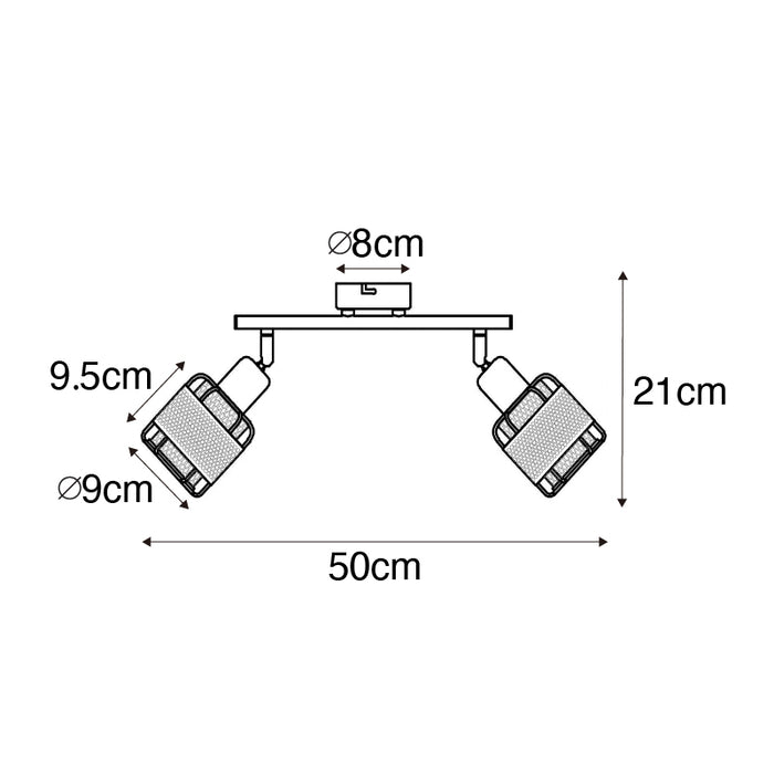 QAZQA Design plafondlamp zwart met goud 2-lichts - Noud