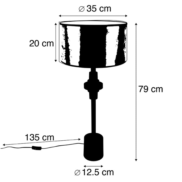 QAZQA Art deco tafellamp met velours kap groen 35 cm - Diverso