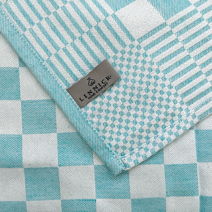 LINNICK Theedoeken & Keukendoeken Set Blok - ice blue - set van 12