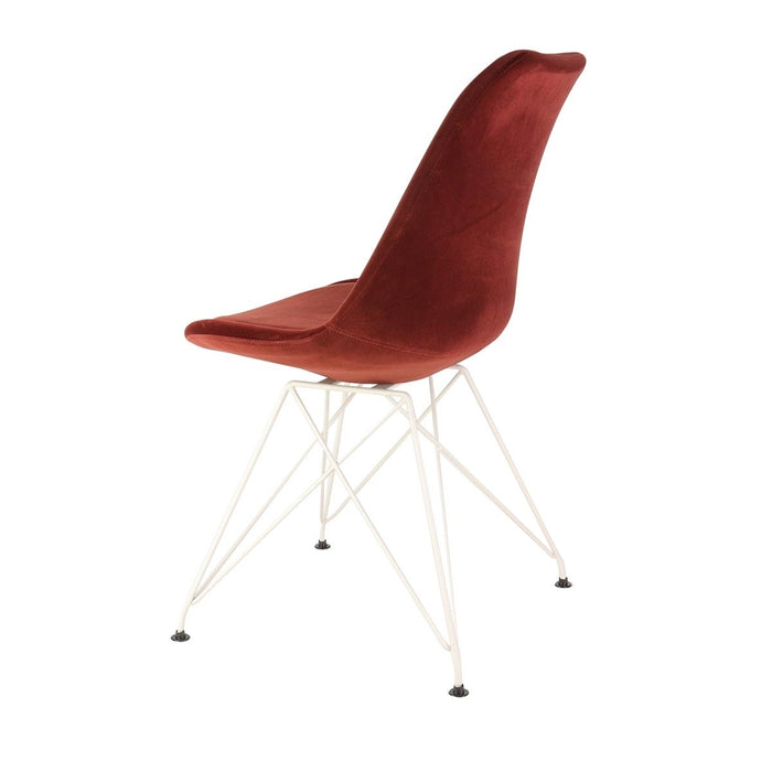 Essence Metal eetkamerstoel velvet rood - wit onderstel