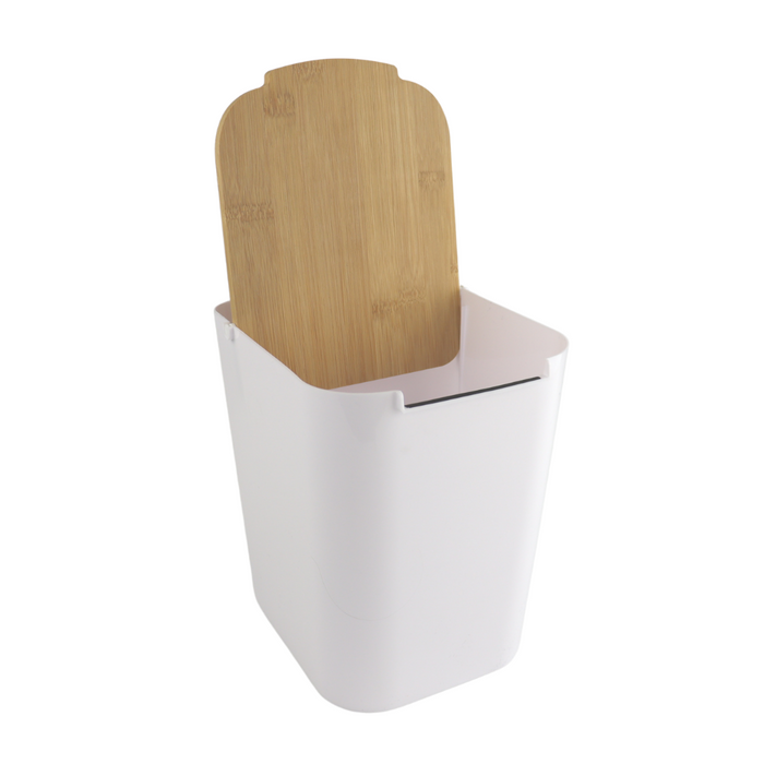 Orange85 Prullenbakje Aanrecht Wit 5 Liter Kunststof en bamboe