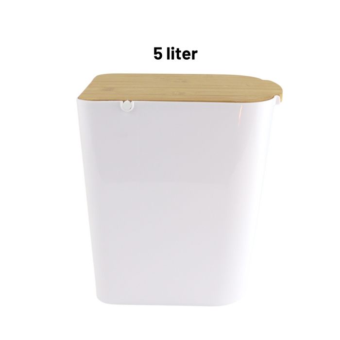 Orange85 Prullenbakje Aanrecht Wit 5 Liter Kunststof en bamboe