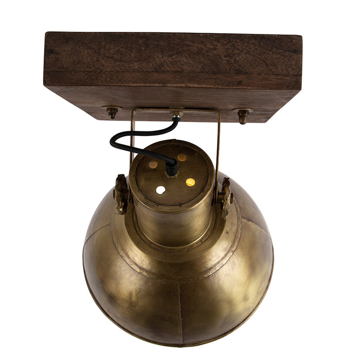QAZQA Industriële plafondspot brons met hout 30 cm - Mangoes