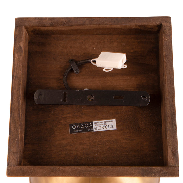 QAZQA Industriële plafondspot brons met hout 30 cm - Mangoes