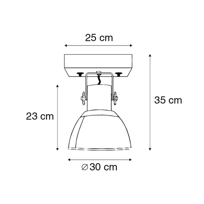 QAZQA Industriële plafondspot brons met hout 30 cm - Mangoes