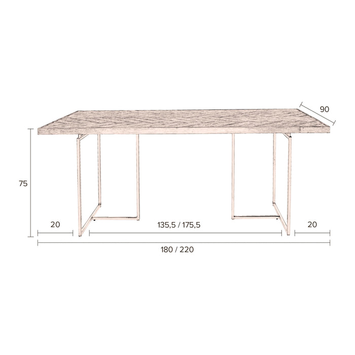 Dutchbone Class Eettafel Visgraat - 220 x 90 cm - Bruin