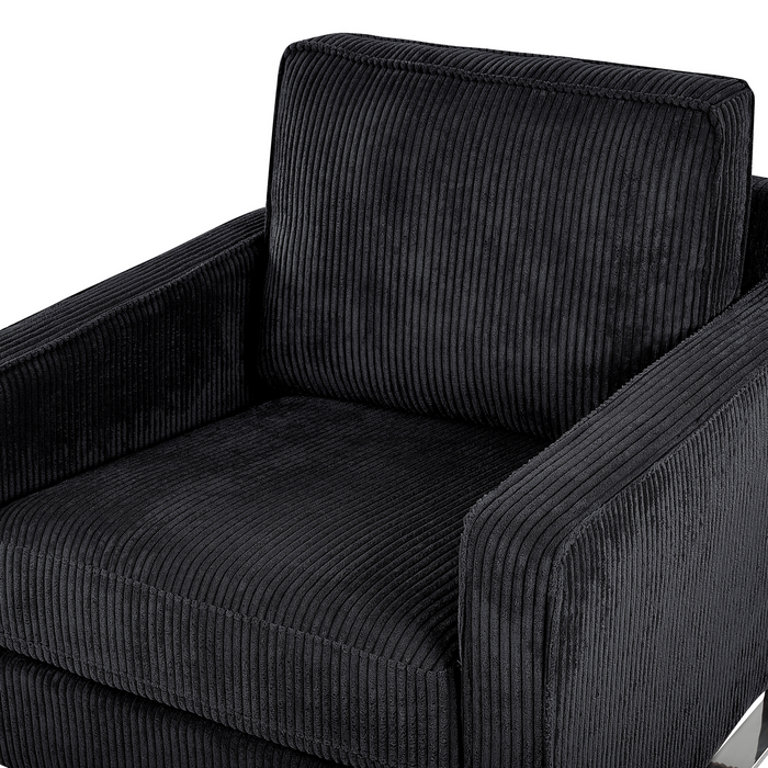 Beliani - VIND - Fauteuil - Zwart - Corduroy