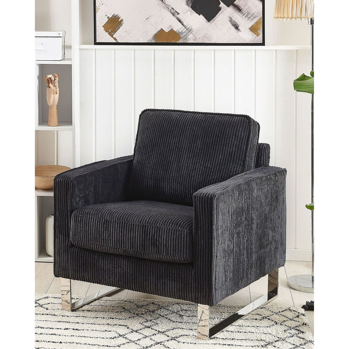 Beliani - VIND - Fauteuil - Zwart - Corduroy