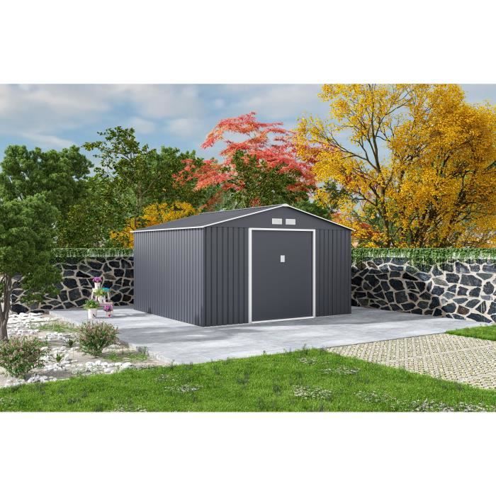 Cstore Metalen tuinhuisje 10,78 m2 - Inclusief verankeringsset - Grijs