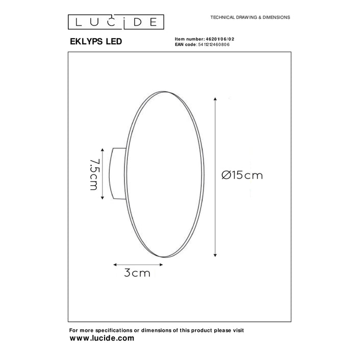 Lucide EKLYPS LED Wandlamp - Mat Goud | Messing
