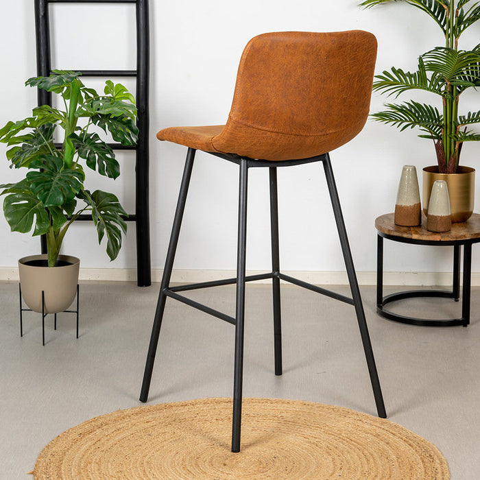 Bronx71 Industriële barkruk Mikky cognac leer 68 - 79 cm - Barkrukken