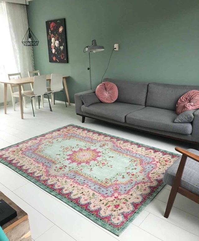 Rozenkelim vloerkleed pastel kleuren 225cm x 155cm