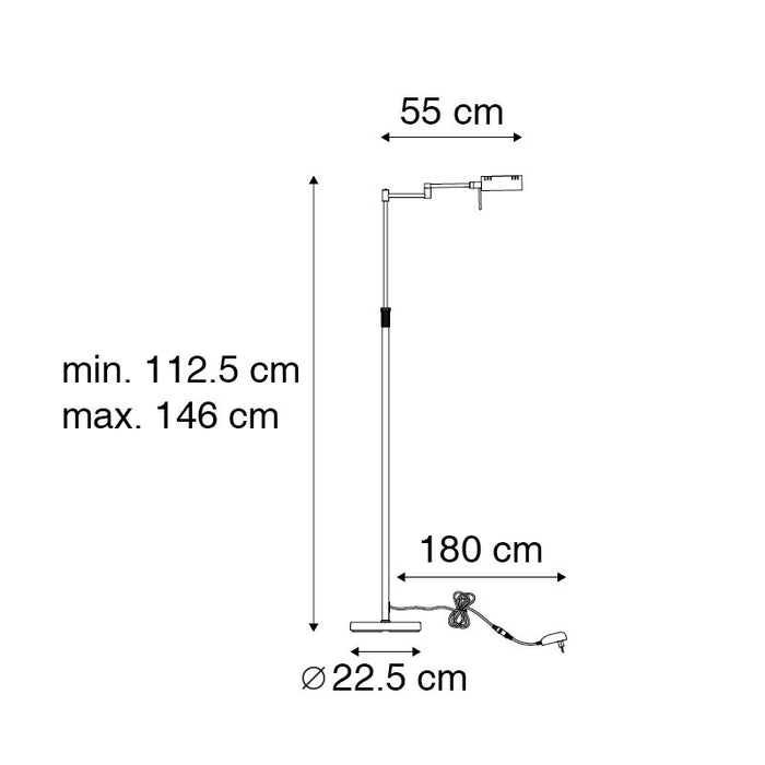 QAZQA Design vloerlamp brons incl. LED met touch dimmer - Notia