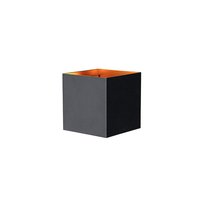 QAZQA Buiten wandlamp zwart met goud incl. LED 2-lichts IP54 - Edwin