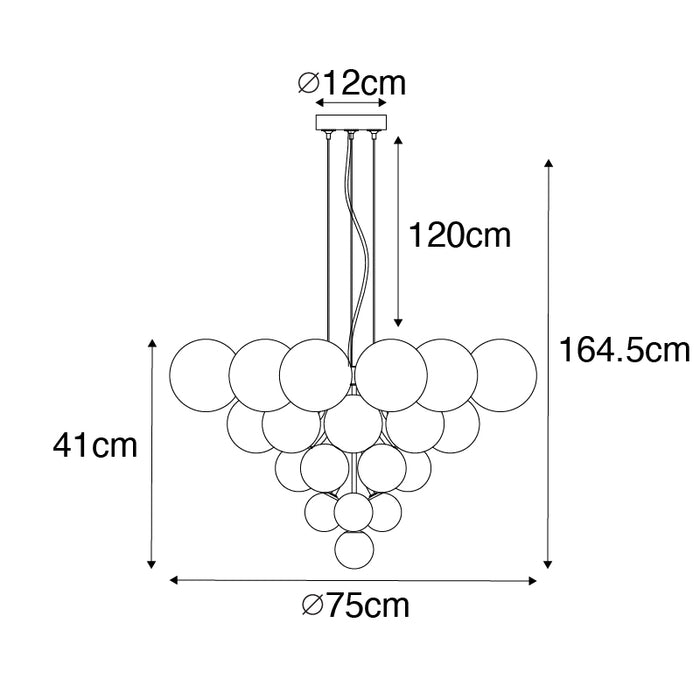 QAZQA Hanglamp zwart met smoke en helder glas 13-lichts - Bonnie