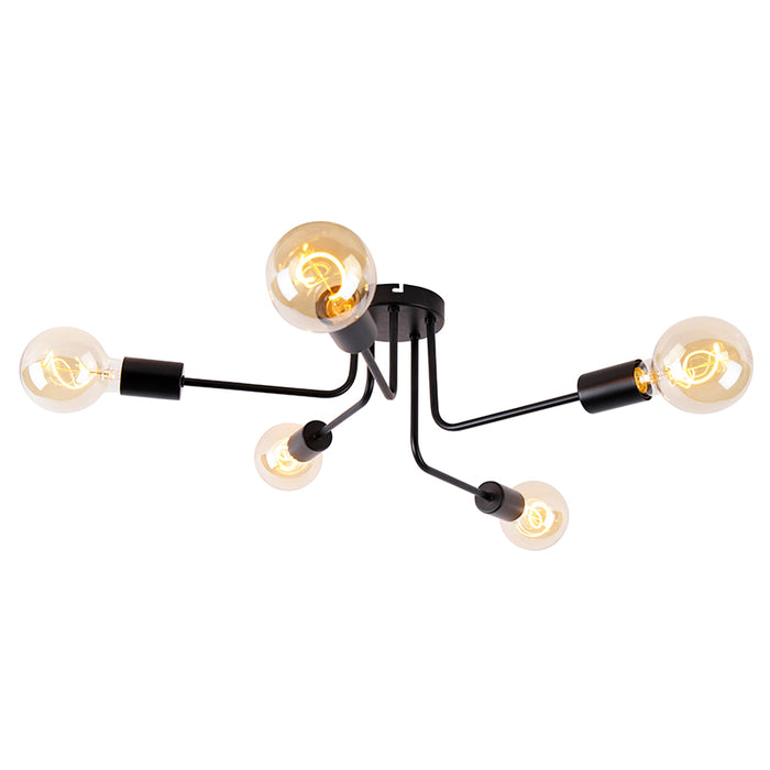 QAZQA Design plafondlamp zwart 5-lichts - Facile