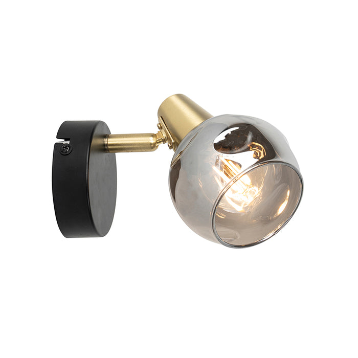 QAZQA Art Deco spot goud met smoke glas - Vidro