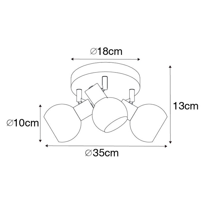 QAZQA Plafondspot zwart met smoke glas 3-lichts - Vidro