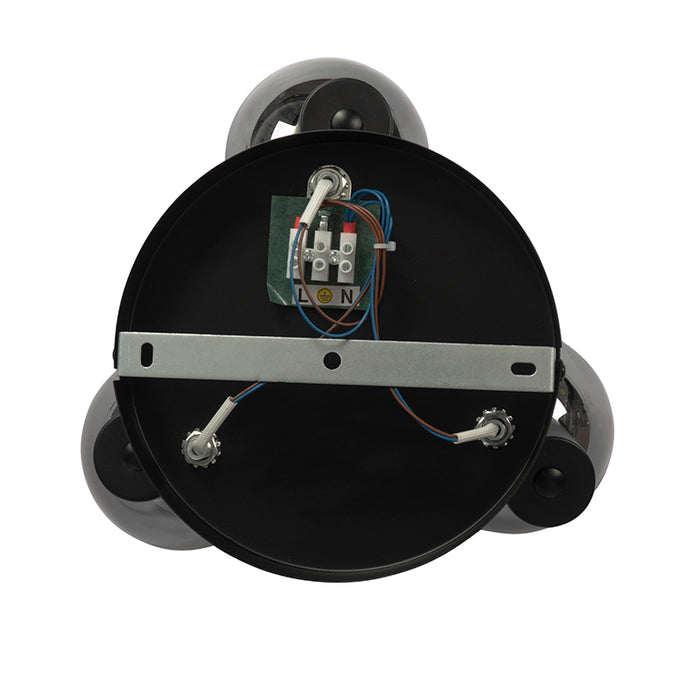 QAZQA Plafondspot zwart met smoke glas 3-lichts - Vidro