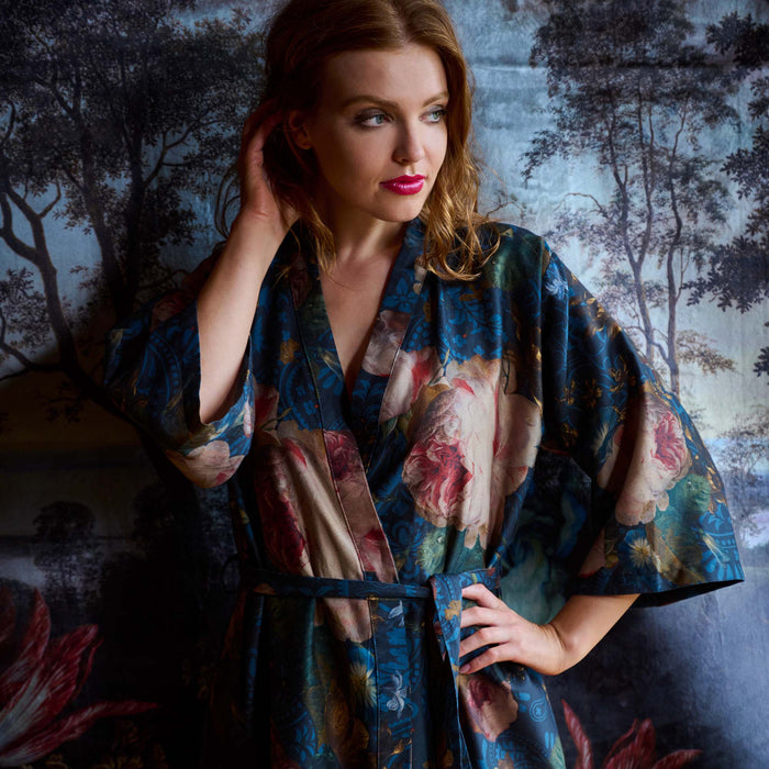 Essenza Jula Gallery of Roses Kimono M - Blauw