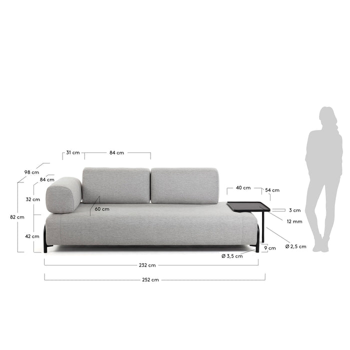 Kave Home Compo 3-zitsbank met Dienblad