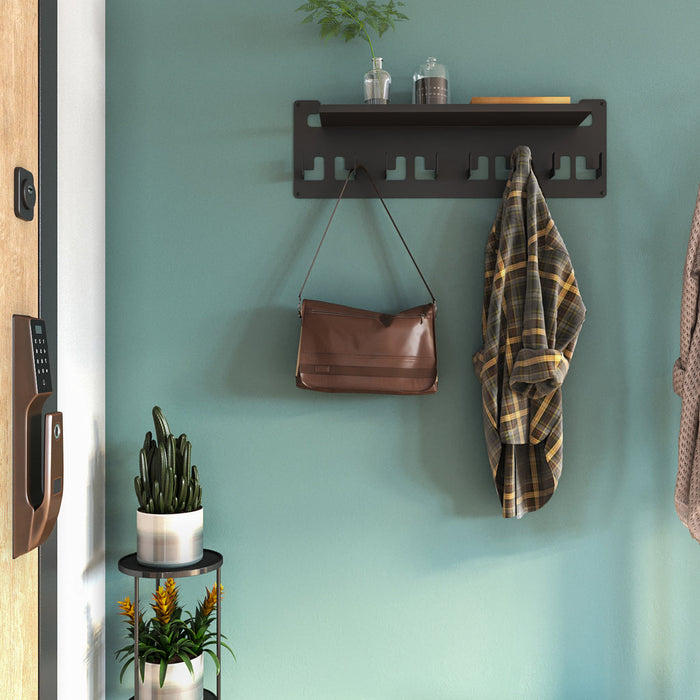 Gorillz Area Wandkapstok met Hoedenplank - Kapstok met 8 Haken - Zwart