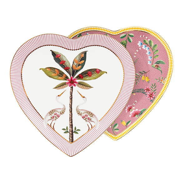 Pip Studio La Majorelle Hartvormig Bord Ø 21,5 cm - Set van 2 - Roze
