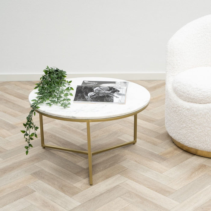 KICK SALONTAFEL MARBLE ROND 70X70 CM - WIT