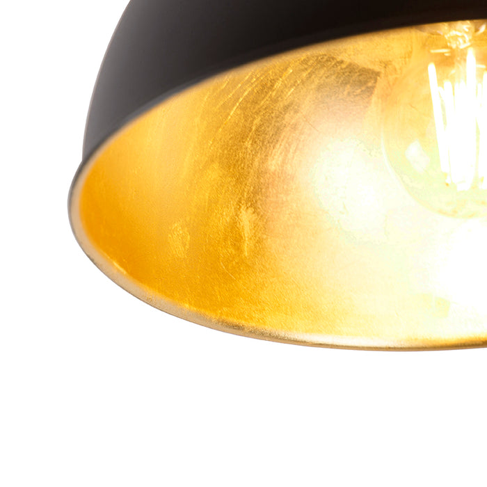QAZQA Industriële plafondlamp zwart met goud 28 cm - Magnax