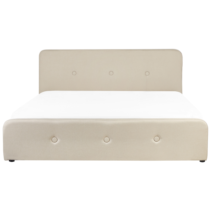 Beliani-RENNES -Bed met opbergruimte-Beige-180 x 200 cm-Polyester
