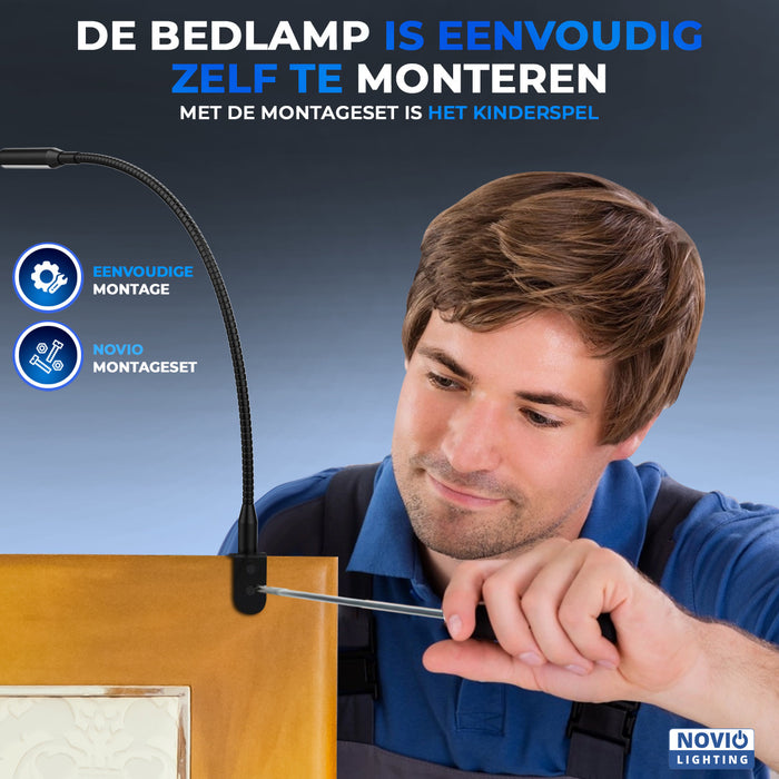 Novio  Bed Leeslampjes met Dimfunctie zwart