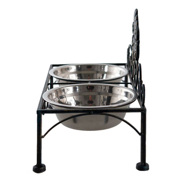 Clayre & Eef Voerbak hond 39x19x25 cm Zwart IJzer