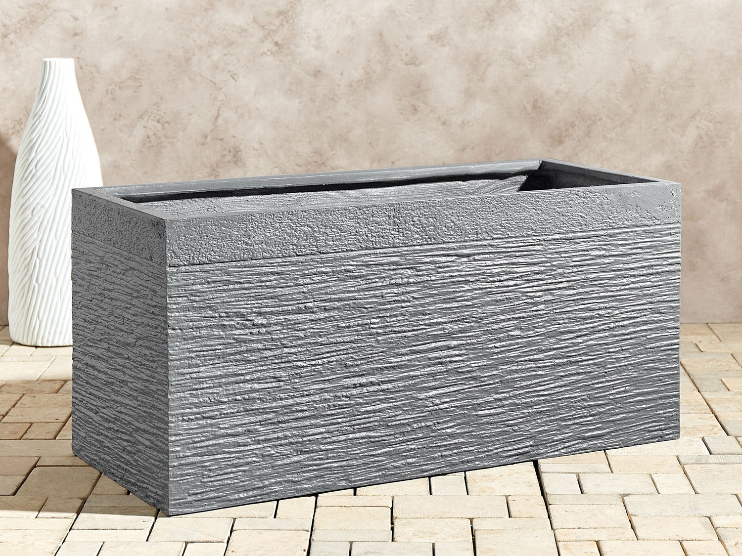 Beliani - MYRA - Plantenbak - Grijs - 80 cm - Klei-vezelmengsel