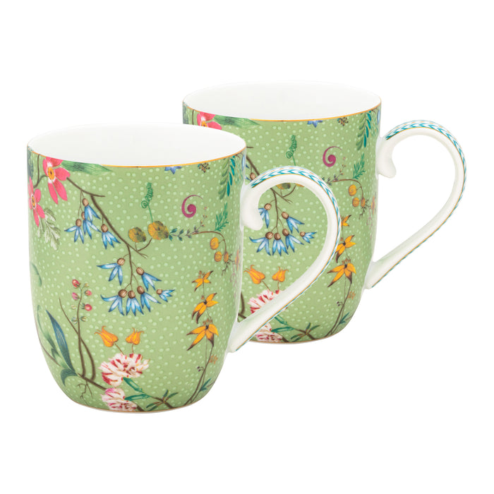 Pip Studio Jolie Flowers Beker Small - Set van 2 - Groen